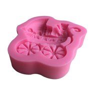 FLY 3D Baby Stroller Shape Silicone Cake Mold DIY Decorating Tools ,Pink
