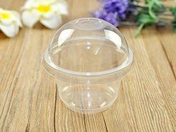 100 PCS Premium Decorative Fancy Plastic Pastry/Ice Cream Pod w/ Clear Dome Lid N3