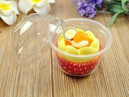 100 PCS Premium Decorative Fancy Plastic Pastry/Ice Cream Pod w/ Clear Dome Lid N4