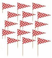 Picnic Party Red Gingham Flag Cupcake Picks Set of 12