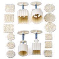 Peneric Moon Cake Mooncake Decoration Mold Mould 450g Flowers Round 12 Stamps 4 Set DIY Tool (12 size) N6