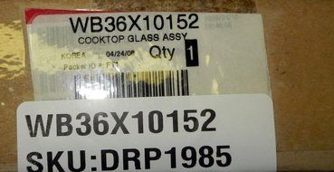 GE Part Number WB36X10152 COOKTOP GLASS ASSY (BLACK)