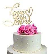 Sugar Yeti Made In USA Wedding Cake Topper Love You More #20 Gold Mirror N17