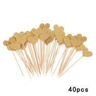 Whitelotous 40pcs Love Heart Cupcake Toppers Dessert Muffin Cupcake Toppers for Picnic Wedding Baby Shower Birthday... N4