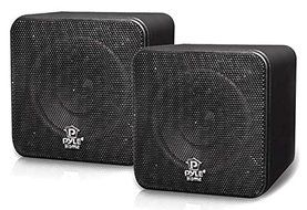 Pyle Home PCB4BK 4-Inch 200-Watt Mini Cube Bookshelf Speaker (Black) (Pair)