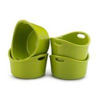 Rachael Ray 55227 Stoneware, Bubble and Brown Singles 4-Piece Set of 10-Ounce Ramekins, Green