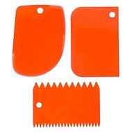 Sher (Random color)1set New 3x Plastic Dough Fondant Scraper Cake Decorating Plain Smooth Jagged Clear bowls Tool N2