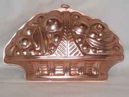Vintage Coppertone Aluminum Basket Of Fruit Jell-O Mold Cake Baking Pan N2