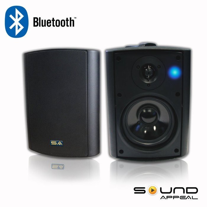 Bluetooth 5.25" Indoor/Outdoor Weatherproof Patio Speakers (Black- pair)- by Sound Appeal N3