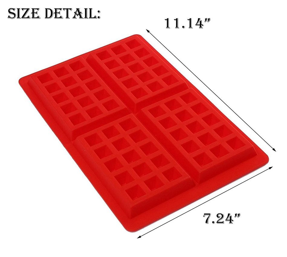 Fashionclubs 4-Cavity Silicone Waffles Cake Baking Mold Cakepan,11.14x7.24x0.19" N2