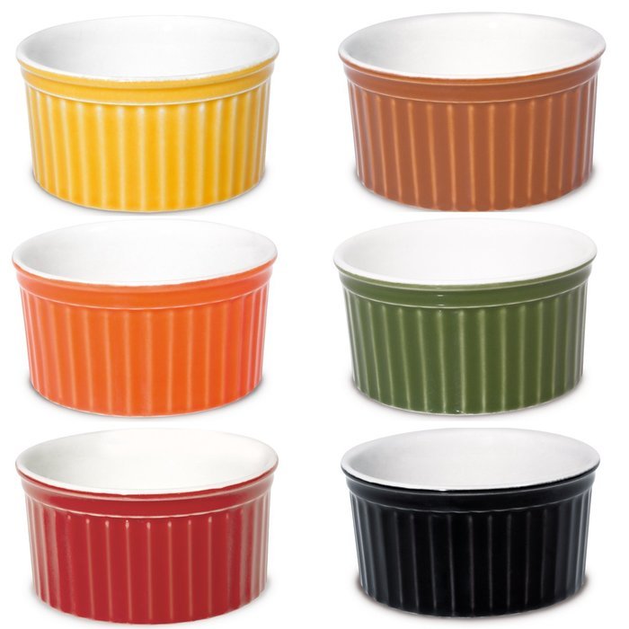 Oxford Porcelain Ramekin- Assorted Colors- Set of 6- 3.5 Oz Each