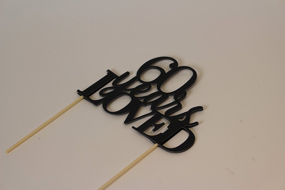 All About Details Black 60-Years-Loved Cake Topper