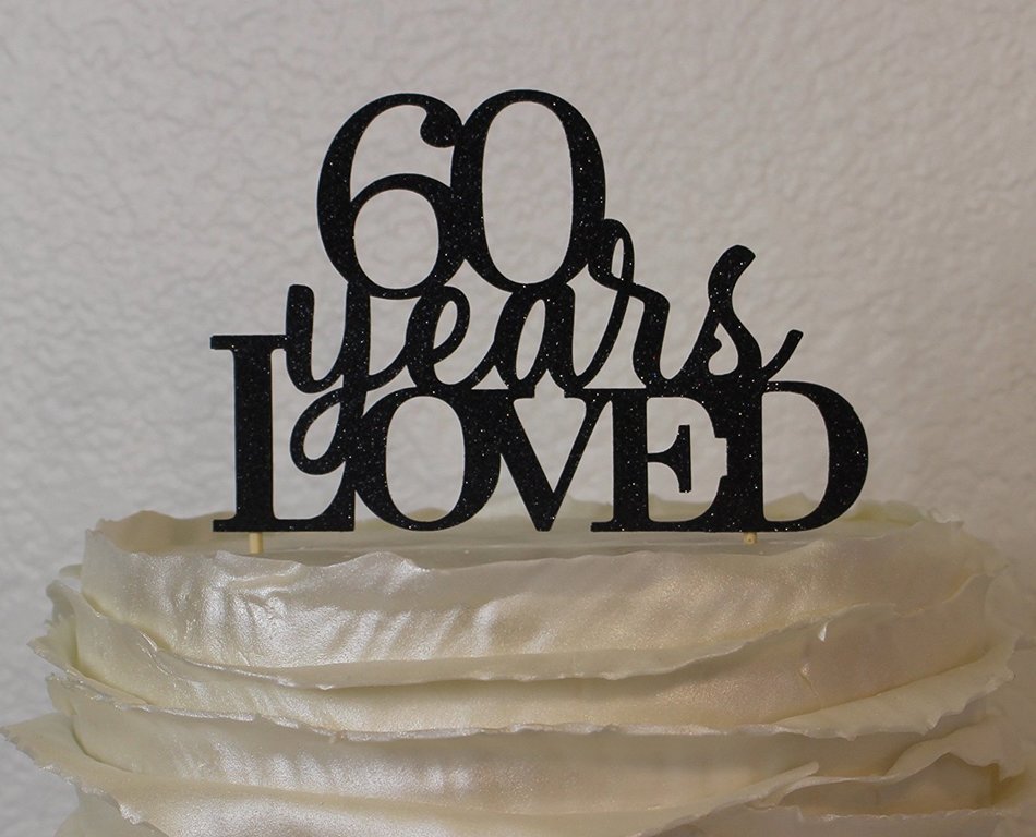 All About Details Black 60-Years-Loved Cake Topper N2