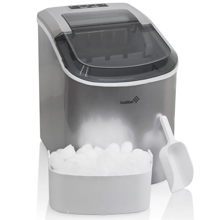 Portable Ice Maker for Counterop - Sleek Tinted Clear Top Window Design - 2 Selectable Cube Sizes - Yield Up To... N6