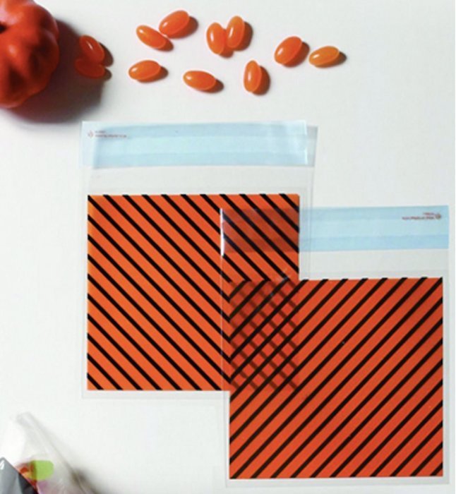 Black Stripe Orange Elegant Design Self Adhesive Seal OPP Envelope Poly Bags for Packaging Wrapping Cookie, Candy... N5