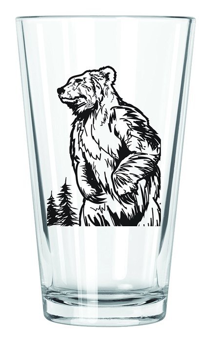 Corkology Grizzly Bear Pint Glass, Clear