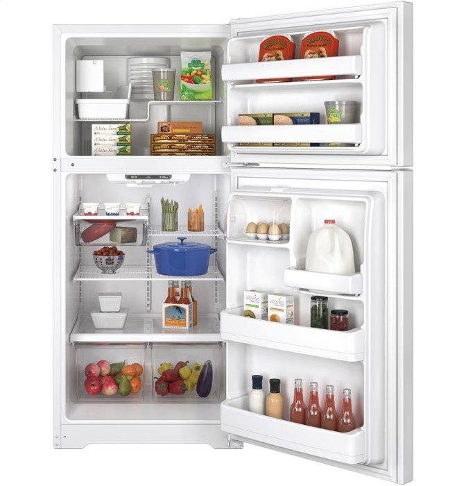 Ge GIDDS-632133 Energy Star 18 cu. ft. Top Freezer Refrigerator, White, Reversible Door Swing N2
