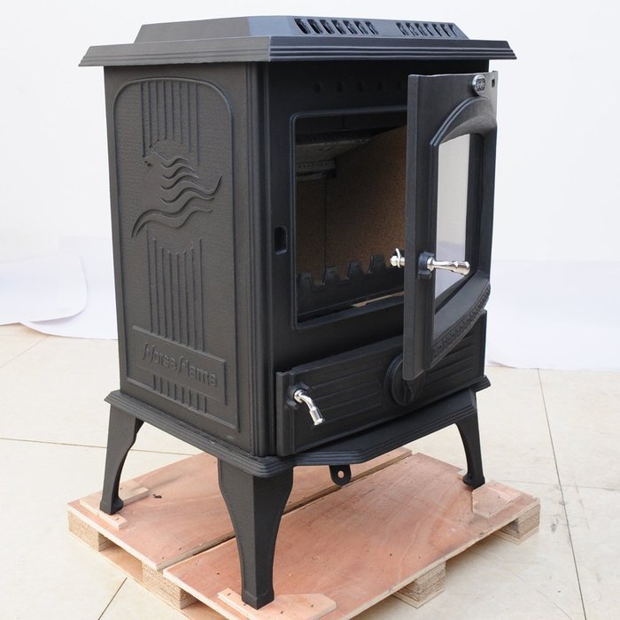 HorseFlame all cast iron freestanding wood burning stove 717U Matt black N3