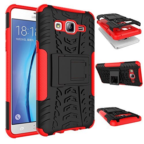 Galaxy On5 Case, MCUK Heavy Duty Rugged Dual Layer - Soft/Hard Shell 2 in 1 Tough Protective Cover Case with Kickstand... N7