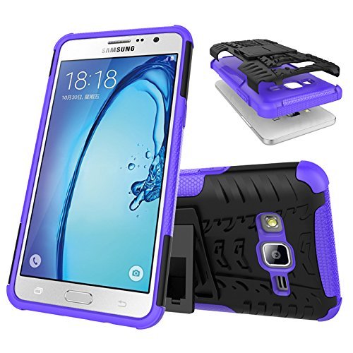 Galaxy On5 Case, MCUK Heavy Duty Rugged Dual Layer - Soft/Hard Shell 2 in 1 Tough Protective Cover Case with Kickstand... N9