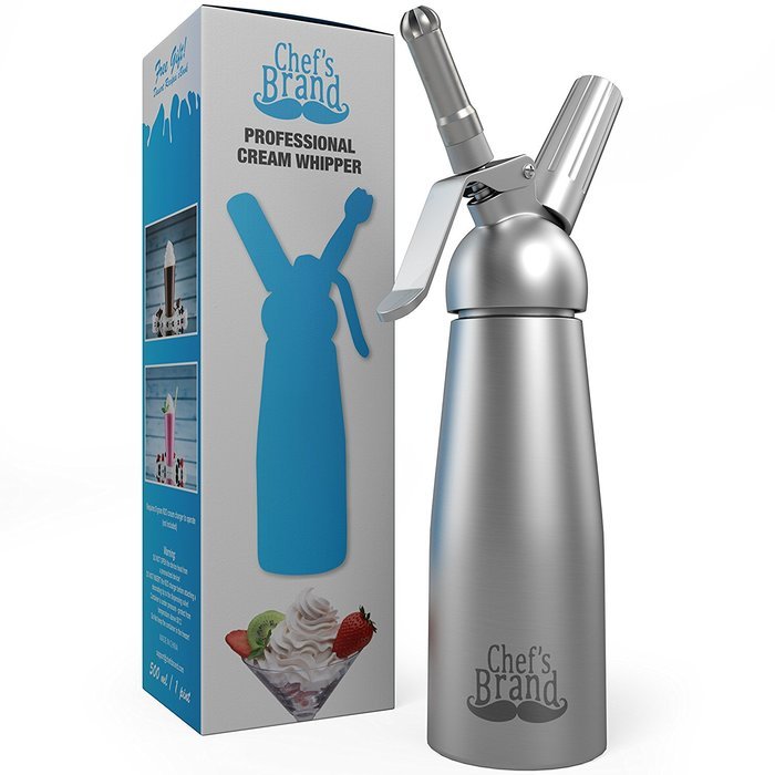 Chef Quality Whipped Cream Dispenser / Cream Whipper, 1 Pint | with 3 Stainless Steel Decorating Nozzles | by... N7