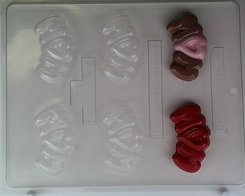 "M O M" shape in Medium Cloud. Medium bite-size M011 Mother's Day Chocolate Candy Mold