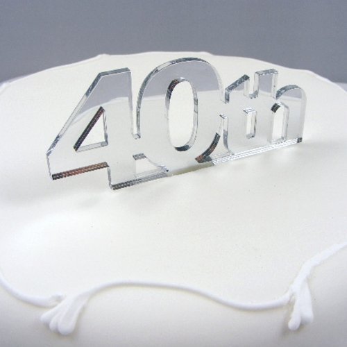 "40th" Cake Topper Mirror - 6cm with 4cm spike N3