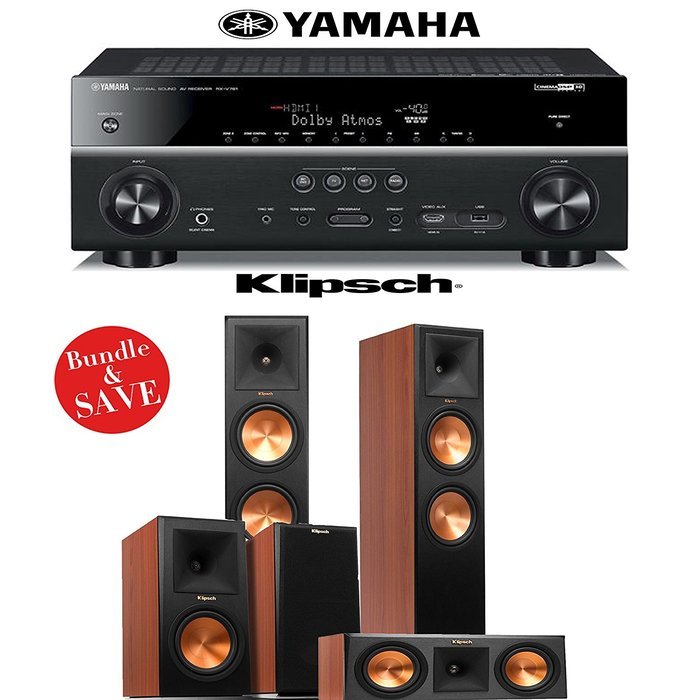 Klipsch RP-280F 5.0 Reference Premiere Home Theater System (Cherry) with Yamaha RX-V781BL 7.2-Ch Network A/V Receiver N2