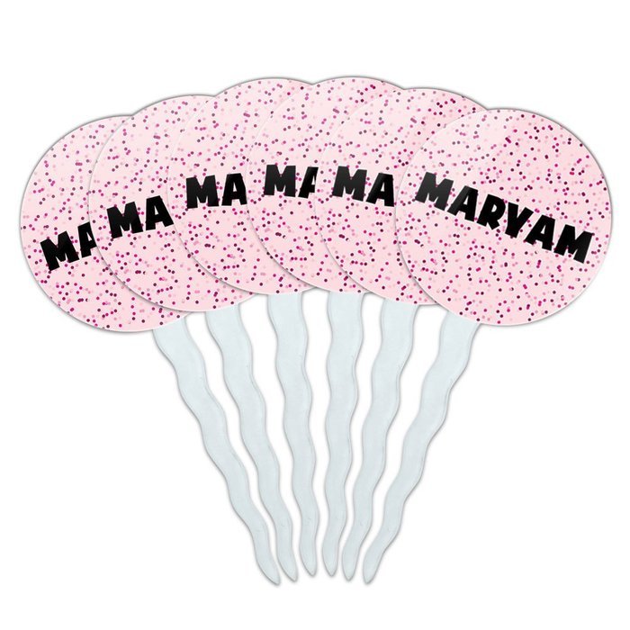 Maryam Cupcake Picks Toppers Decoration Set of 6 - Pink Speckles N3