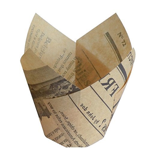 Tulip Standard Cupcake Liners Wrappers Colors (200, Newspaper Print)