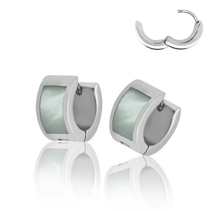 SoulCats&reg; stainless steel hoop earrings pearl Creole Huggie stainless steel, Size: &Oslash; 14mm...