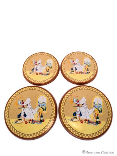Set 4 Fat French Chef Burner Electric Stove Range Top Covers Kitchen Decor N3
