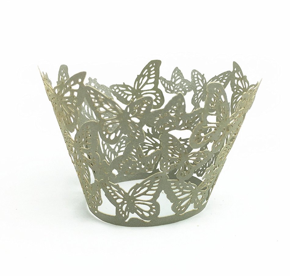 Yansanido 12 set pink Filigree Artistic Bake Little Vine Lace Laser Cut Cupcake Wrapper Cup Muffin Case Trays... N73