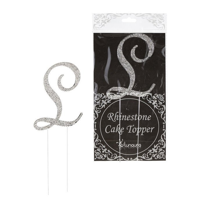 Lunaura - Sparkling Rhinestone Letter Cake Topper - L