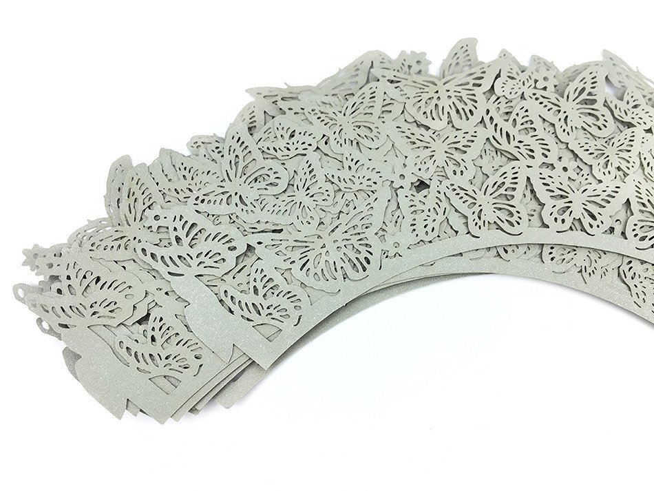 Yansanido 12 set pink Filigree Artistic Bake Little Vine Lace Laser Cut Cupcake Wrapper Cup Muffin Case Trays... N74
