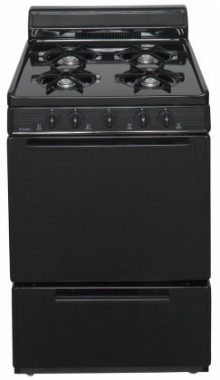 Premier BCK100BP Black ADA Compliant 24" Cordless Battery Spark Gas Range with 3 Cu. Ft. Capacity Four Cooktop...