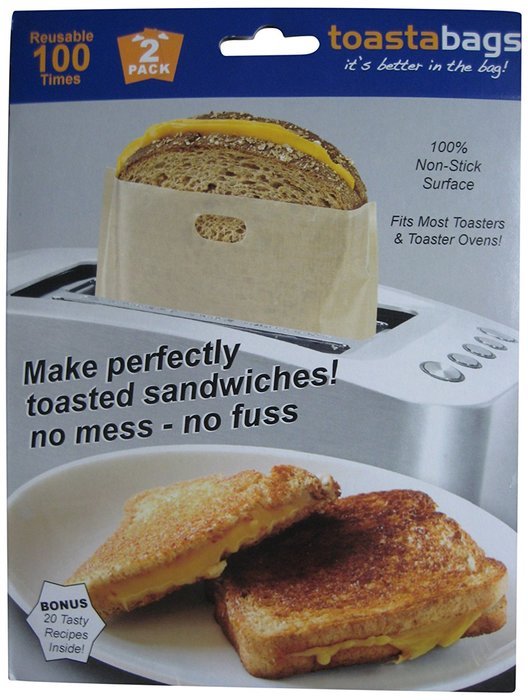 Toastabags Reusable Non-Stick Sandwich/Snack "In Toaster" Grilling Bags, 2 Pack