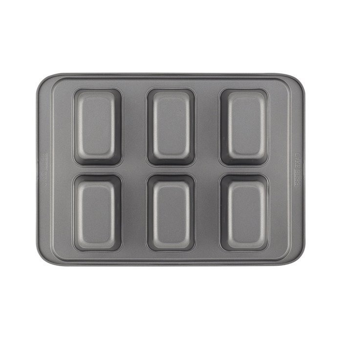 Cake Boss Basics Nonstick Bakeware 6-Cup Mini Loaf Pan, Gray N3