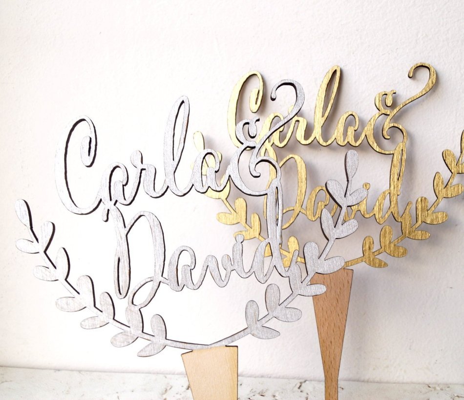 Wedding cake topper, personalized deer antler cake topper, rustic wedding cake topper, wooden antlers cake topper... N2