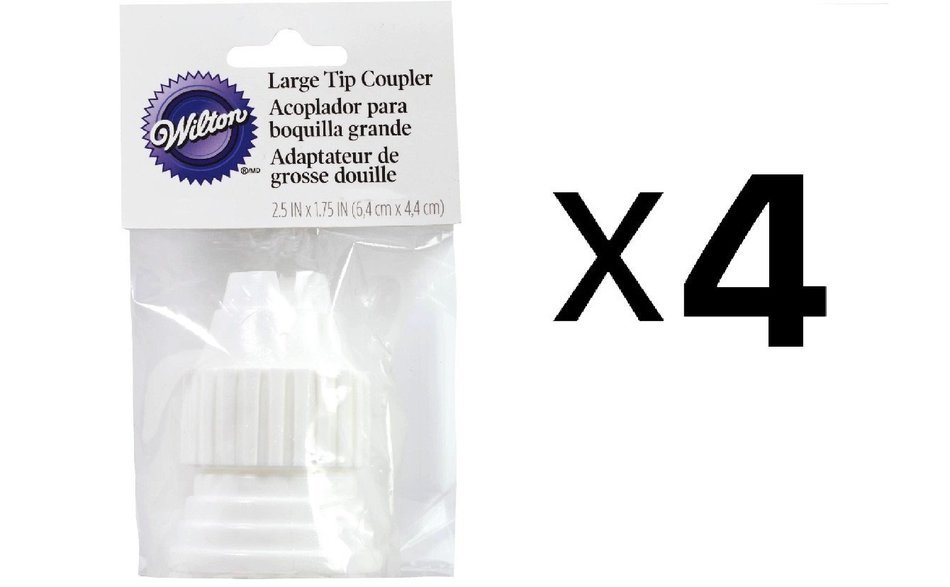 Wilton Large Cake Decorating Tip Coupler New White Plastic Large Coupler(4-Pack)