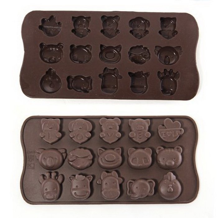 Dimart 15-Cavity Cute Animal Silicone Mould Tray for Chocolate Jelly Cake Ice Cube Mold DIY Kitchen Baking Tool N3