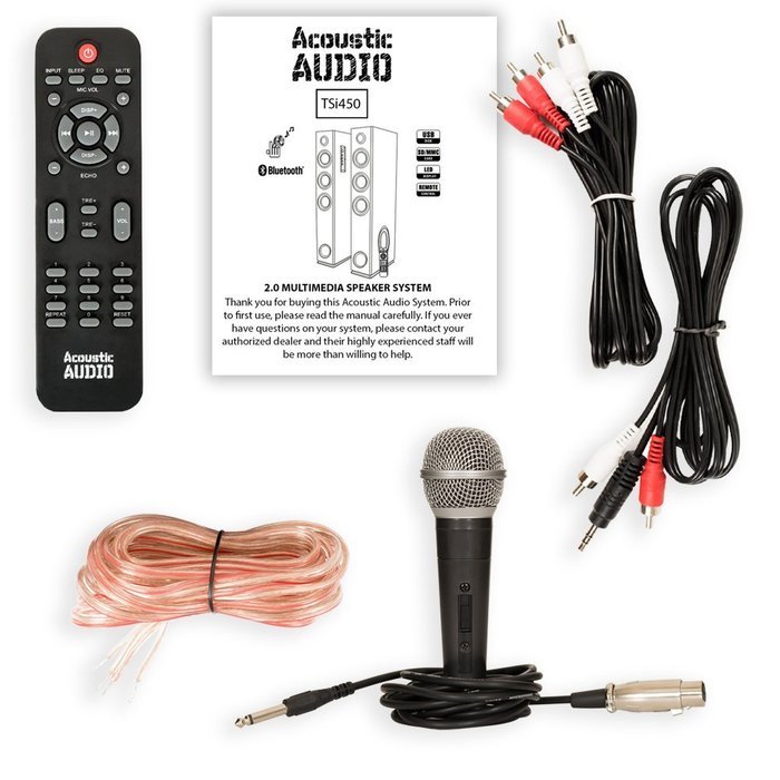 Acoustic Audio TSi450 Bluetooth Powered Floorstanding Tower Home Multimedia Speaker Pair and Mic TSi450M1 N2