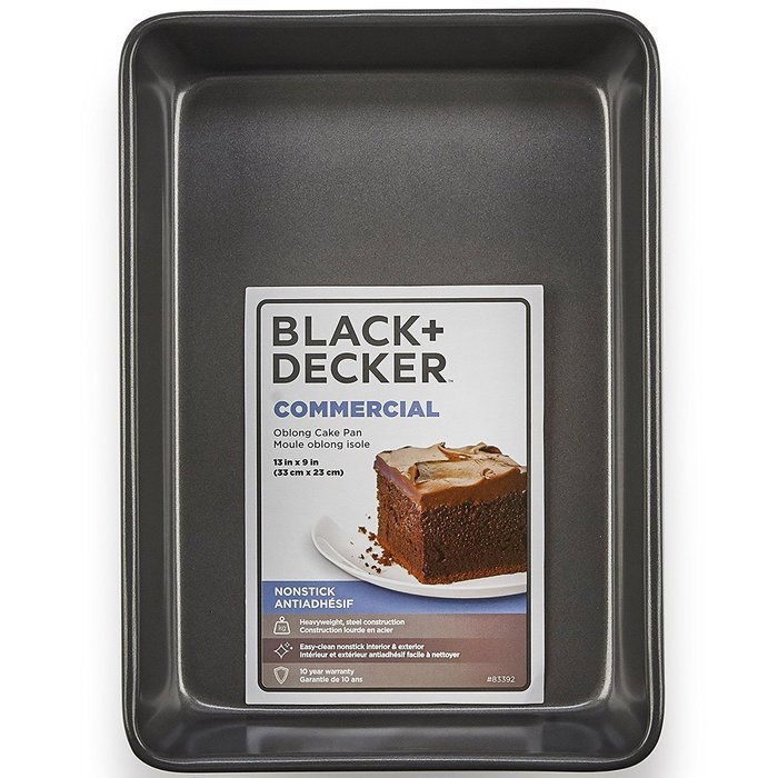 BLACK+DECKER 83392 Commercial Nonstick Oblong Cake Pan, 13" x 9", Gray N5