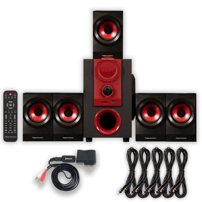 Theater Solutions TS521 Home 5.1 Speaker System with Bluetooth and 5 Extension Cables N2