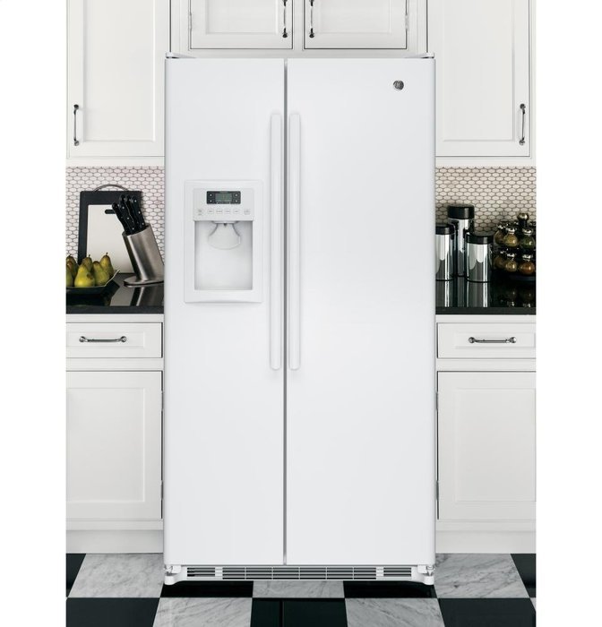 GE GSE25ETHWW 24.7 Cu. Ft. White Side-By-Side Refrigerator - Energy Star N6