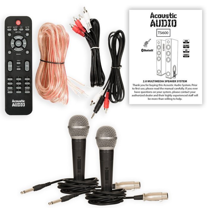 Acoustic Audio TSi600 Bluetooth Powered Floorstanding Tower Multimedia Speakers with Mics TSi600M2 N2