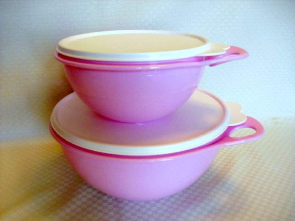 Tupperware THATSA Jr 12c & Mini 6c Mixing BOWL Set NEW Pink