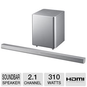 Samsung 2.1 Channel 310 Watt Silver Sound Bar with Wireless Active Subwoofer Home Theater System, Bluetooth, Smart... N4