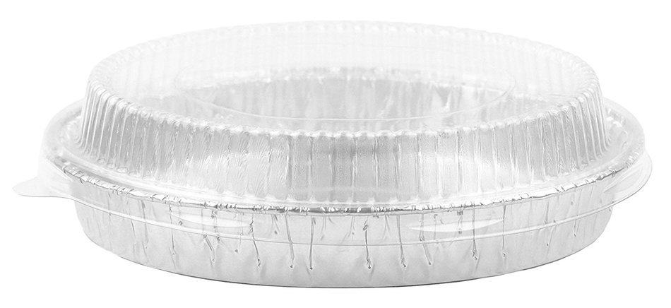 Aluminum Foil Pie Pan For Baking Pans 6 5/8" Disposable Plate With Plastic Lids, 10 Sets. N2