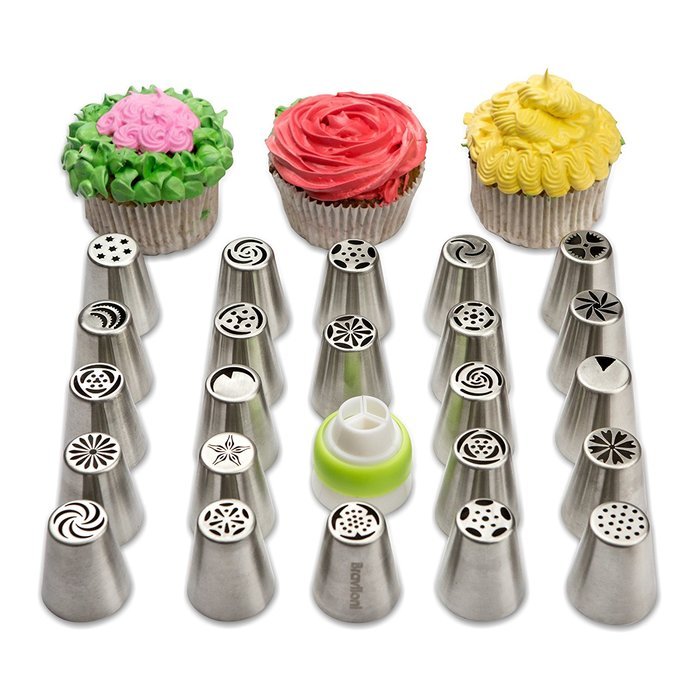 Russian Piping Tips - Cake Decorating Baking Supplies Kit - Icing Pastry Disposable Bags & Coupler - Premium 29... N9